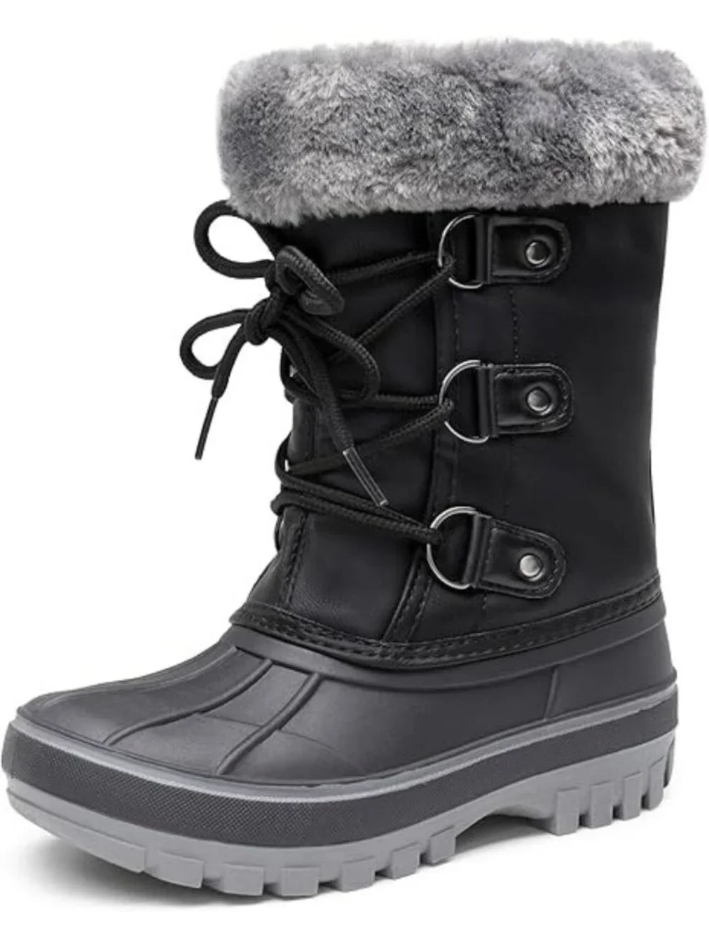 Dream Pairs Kids Toddler Size 10 Boots Winter Snow Faux Leather Fur Zip Lace-Up